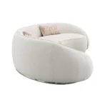 Modern Curved Upholstered Round Arms Sectional Sofa with 3 Pillows?Beige - Image 2