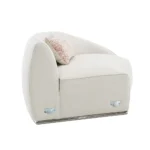 Modern Curved Upholstered Round Arms Sectional Sofa with 3 Pillows?Beige - Image 4