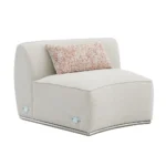 Modern Curved Upholstered Round Arms Sectional Sofa with 3 Pillows?Beige - Image 5