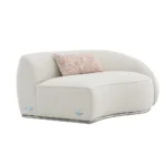 Modern Curved Upholstered Round Arms Sectional Sofa with 3 Pillows?Beige - Image 7