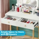 Vanity, Modern Makeup Table with 2 Storage Drawers & Lighted Mirror - Image 6
