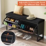 Shoe Bench, 2 Flip Drawers Shoe Rack Organizer with Adjustable Shelves - Image 6