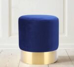 Pouf Rio with plush fabric - blue