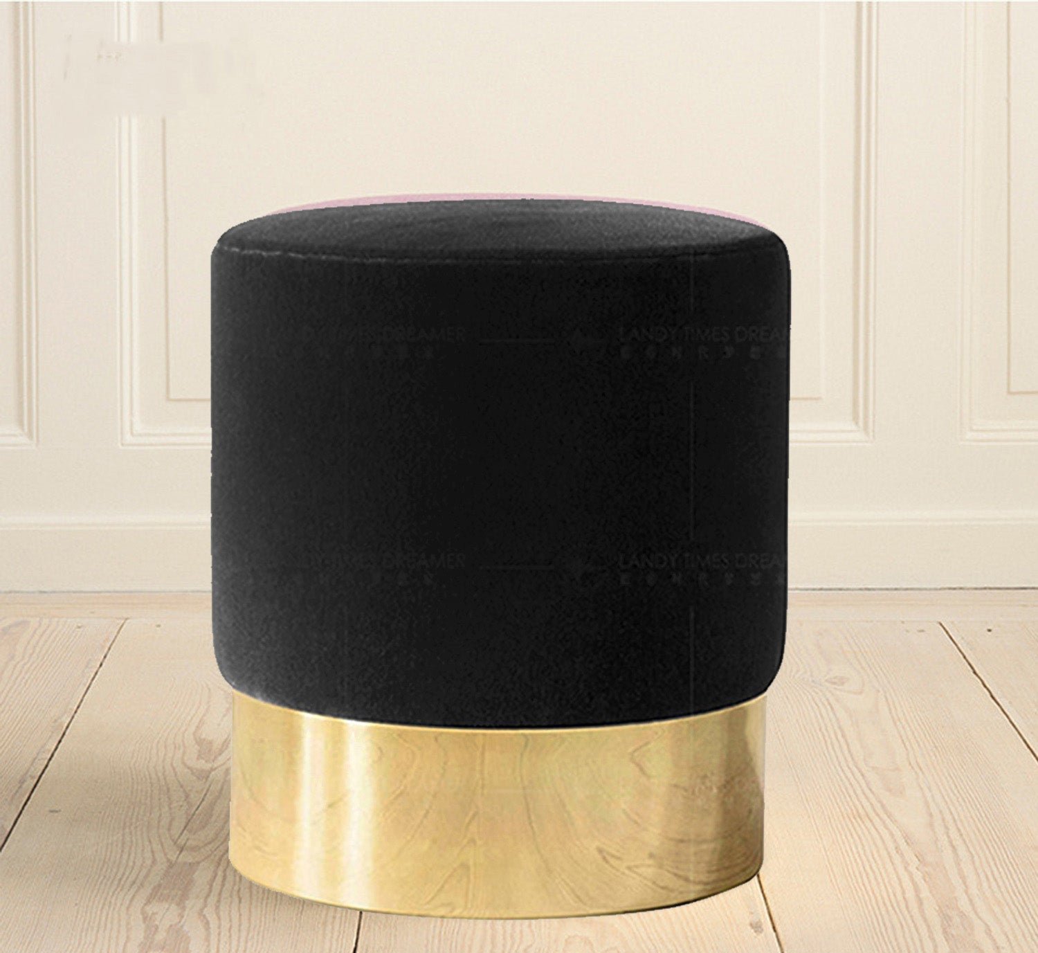 1-185.jpg Rio pouf with plush fabric - black - Image 1