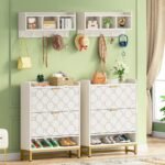 Shoe Cabinet with Cubby Coat Rack and 2 Flip Drawers - Image 5