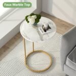 C Table, Round End Side Table with Faux Marble Top - Image 6