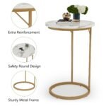C Table, Round End Side Table with Faux Marble Top - Image 7