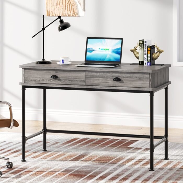 Computer Desk, 47? Study Writing Table with 2 Storage Drawers - Image 2