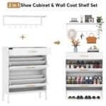 Shoe Cabinet with Floating Shelf, Modern 3 Drawers Shoe Organizer - Image 8