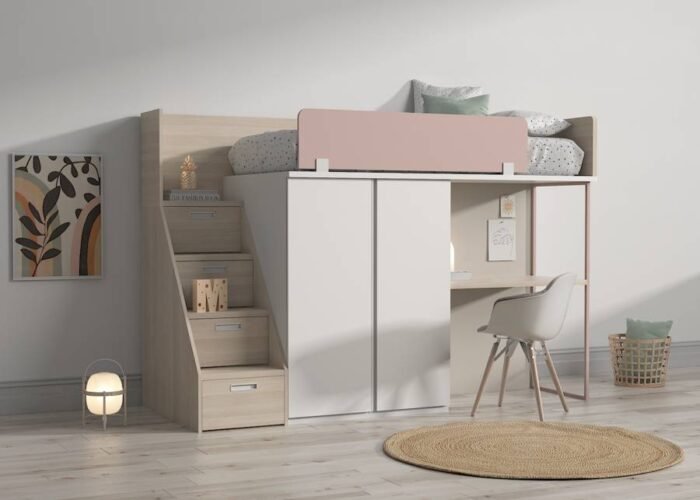 Loft bed with desk - Image 1