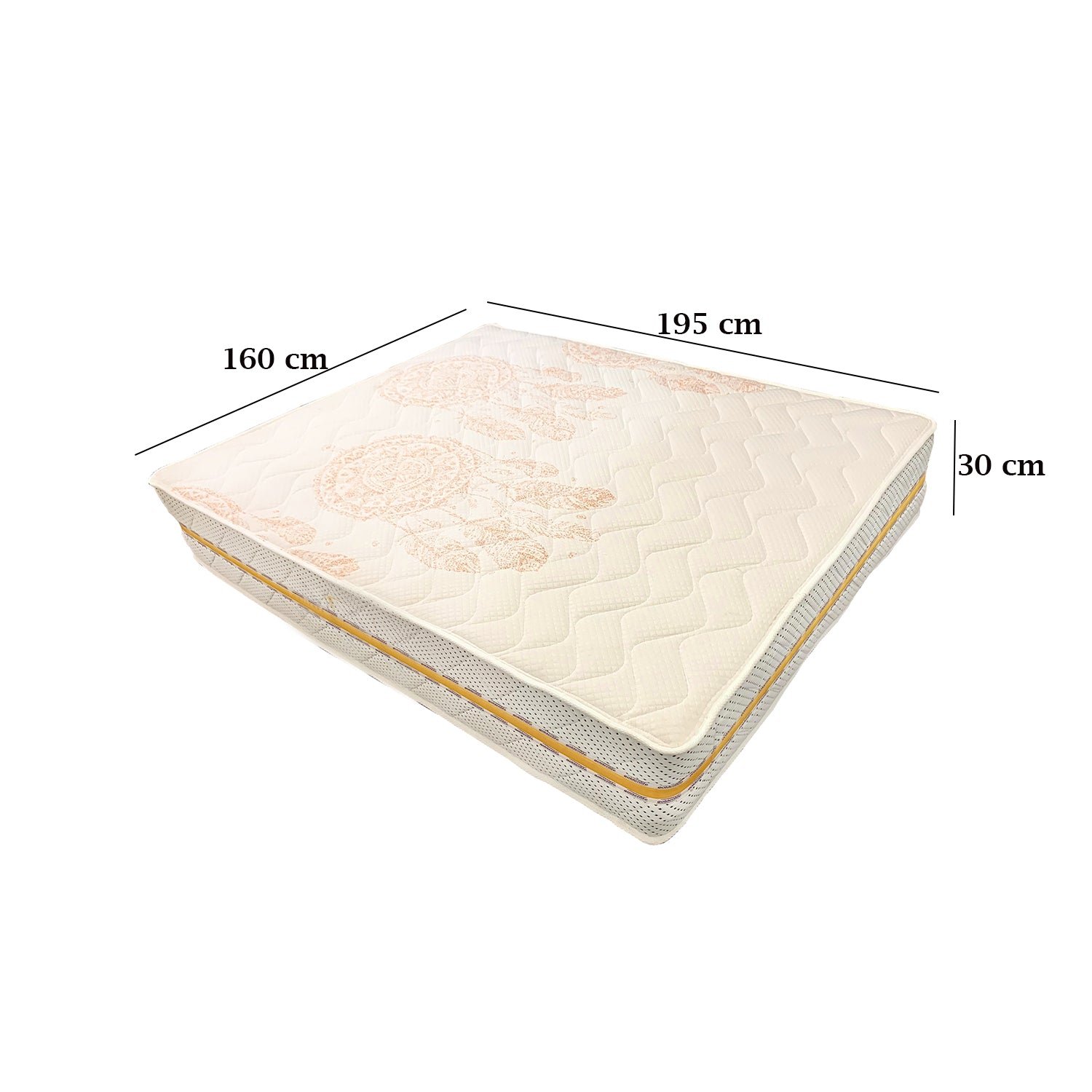 195x160x30cm_2dd1793d-63ee-4eb1-ae3e-9a7840719b18.jpg Golden Life Spring mattress connected with high quality cotton and sponge layers - GLE-121 - Image 1