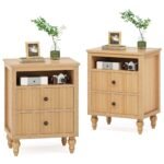 Nightstand, 2 Drawers Sofa Side Table with Open Storage Space - Image 8