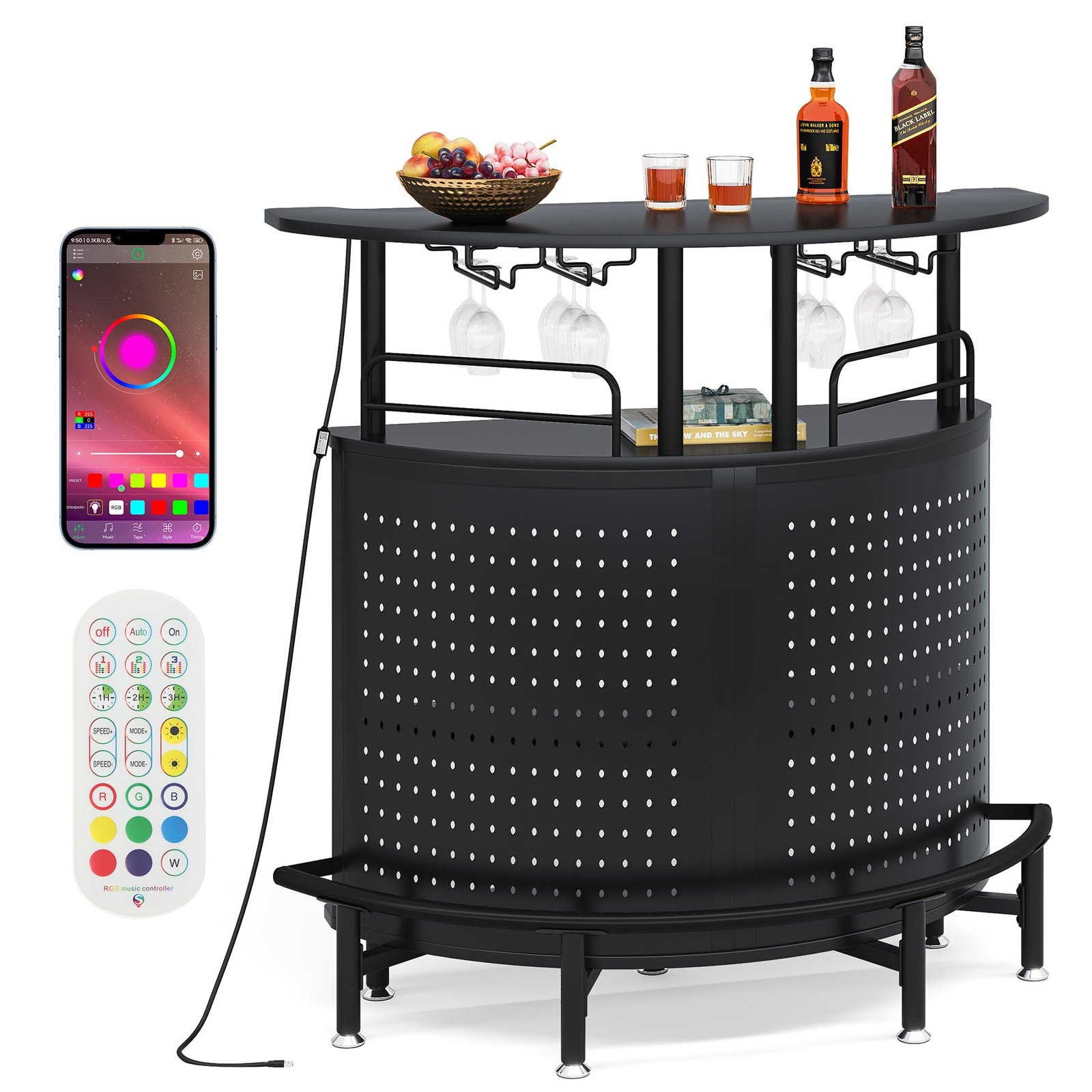 1_1_73e3ffb1-96e4-4c11-a57c-bb9be0036455-1.jpg Smart Bar Unit with Led Lights, 3-Tier Liquor Bar Table - Image 1