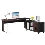 70.8? Executive Desk with 47? Mobile File Cabinet, L Shaped Computer Desk