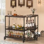 Bar Unit, 3-Tier L-Shaped Liquor Bar Table with Storage - Image 5