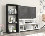 Vedala TV unit with 3 shelves and a side stand made of MDF wood