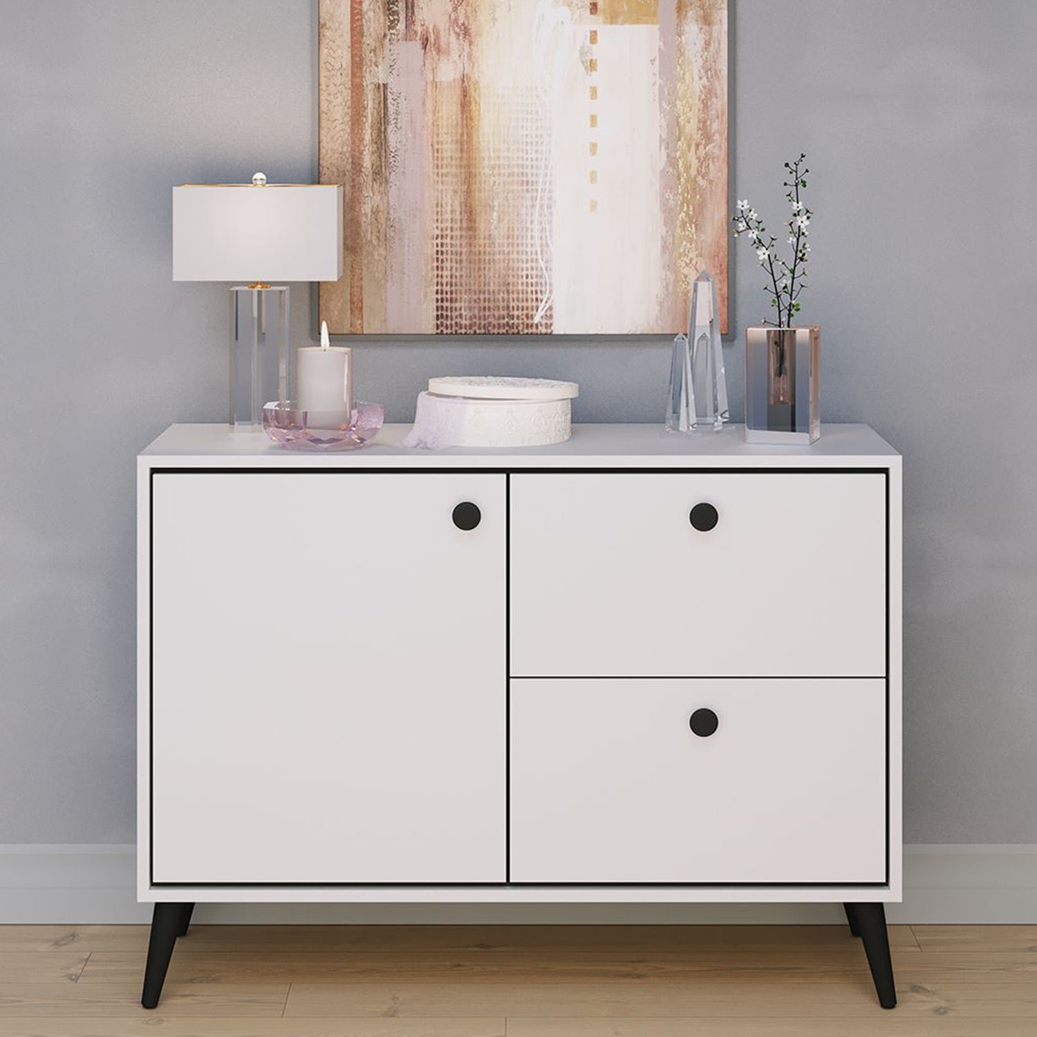 1_61654e70-1d14-4f22-82f6-8da8b51c7ce1.jpg White MDF buffet - 80 x 80 x 40 cm - OSM-568 - Image 1