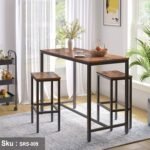 Bar set 2 chairs and table, steel and wood - SRS-009