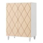Shoe Cabinet, 2-Door Shoe Organizer Cabinets with Solid Wood Legs - Image 2