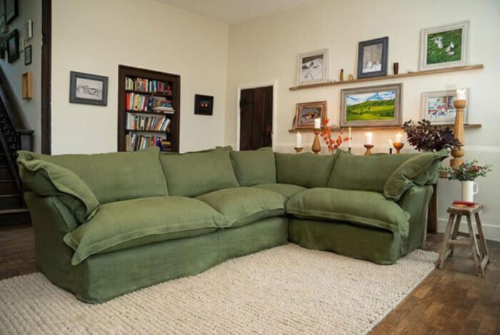 Beech wood corner with linen or velvet fabric - KYN-045 - Image 1