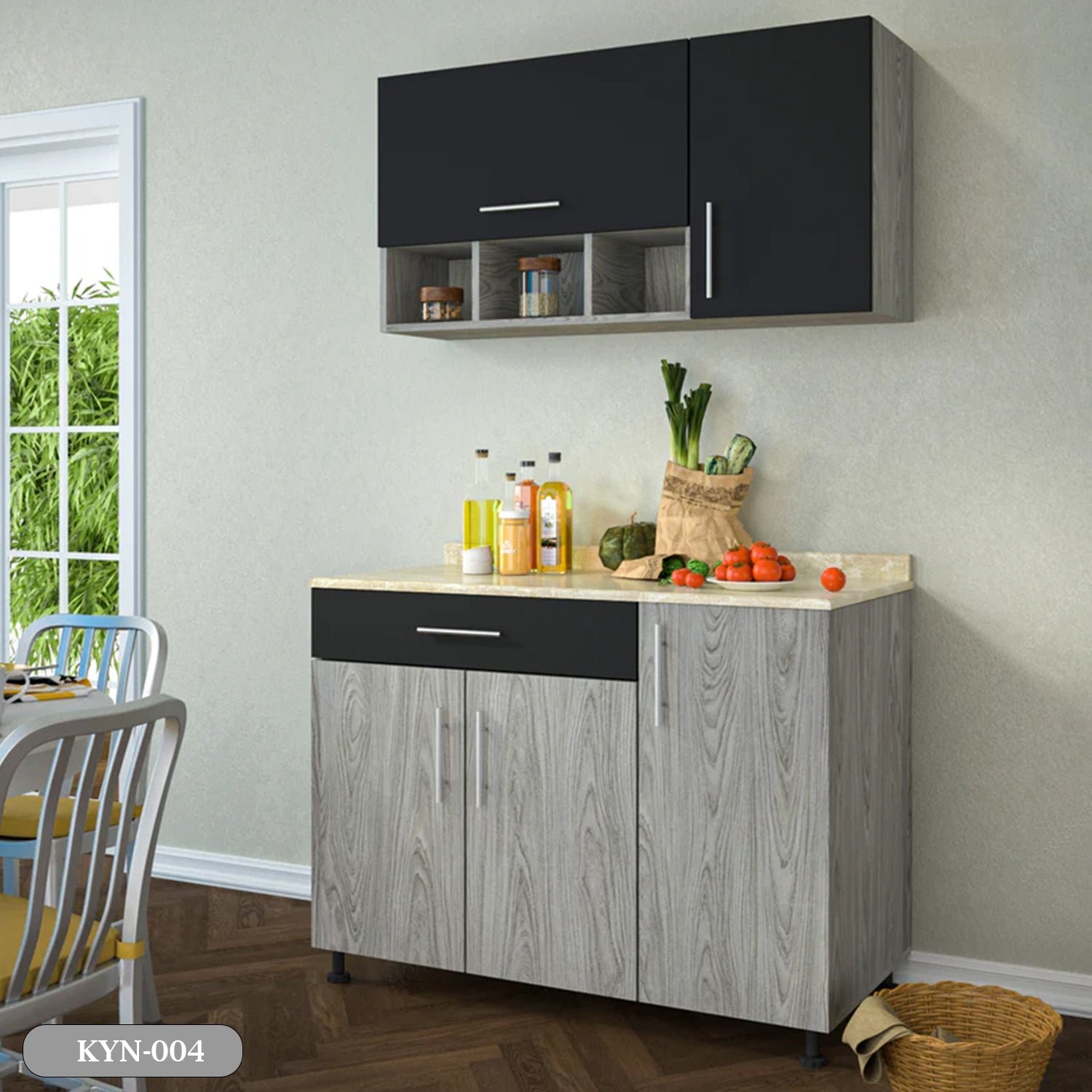 1_9618806f-5d7b-4e0d-a5f9-24bebcfa6170.jpg Two-piece kitchen with wood countertops and MDF wood - KYN-004 - Image 1