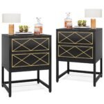 Nightstand, Modern Bedside Table Sofa End Table with 2 Drawers - Image 8