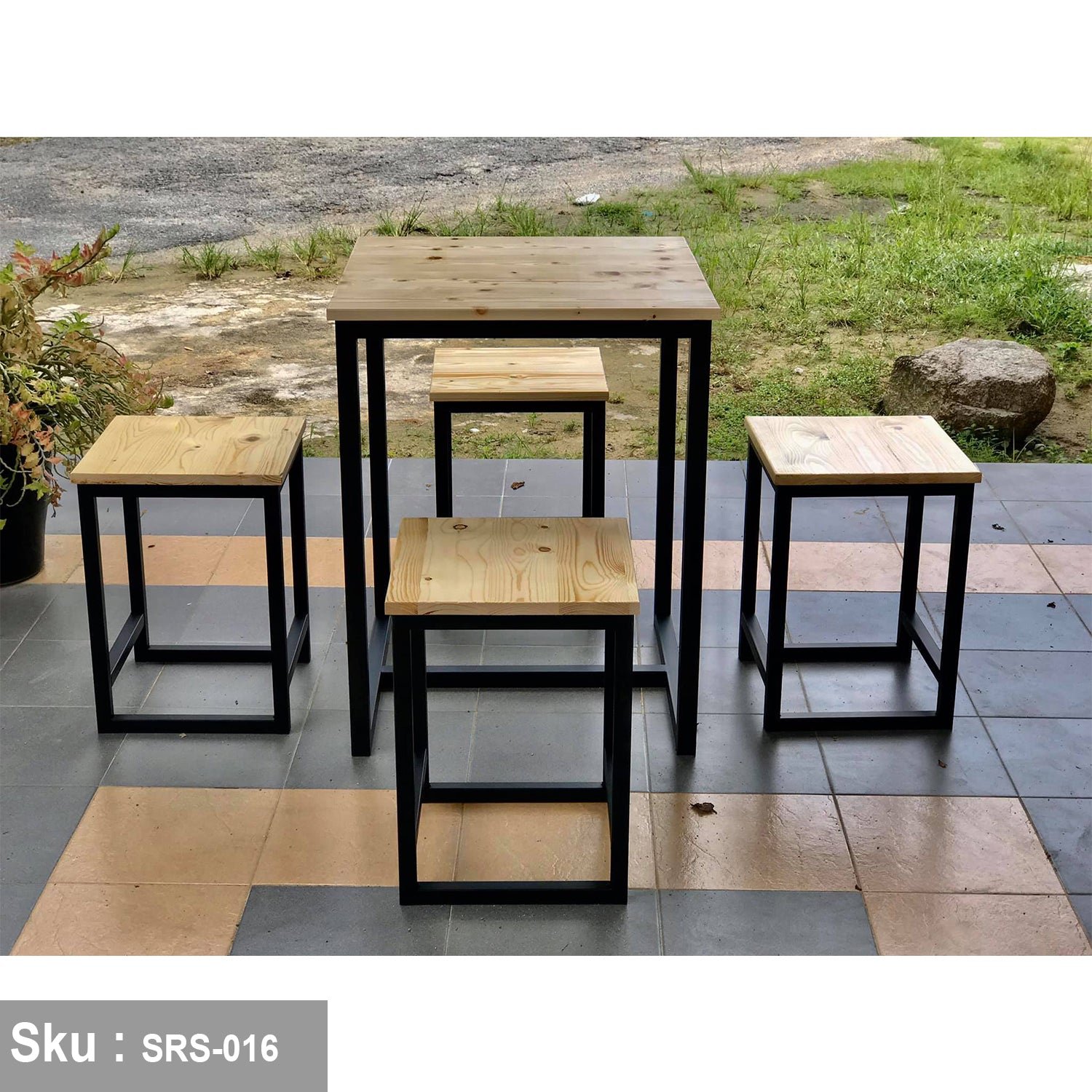 1_bf077ab4-b8f9-4b5b-a641-36c4fcad3afe.jpg Dining set of 4 chairs and a table, steel and wood - SRS-016 - Image 1