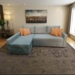 Manx sofa, 2 seater, bed and storage drawer - red beech wood - HST-034