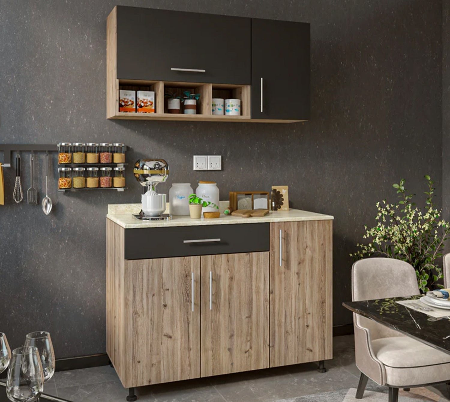 1_e15f2f46-f048-4d45-8f9b-45cc7871be02.jpg Two-piece kitchen with wood countertops and MDF wood - KYN-012 - Image 1