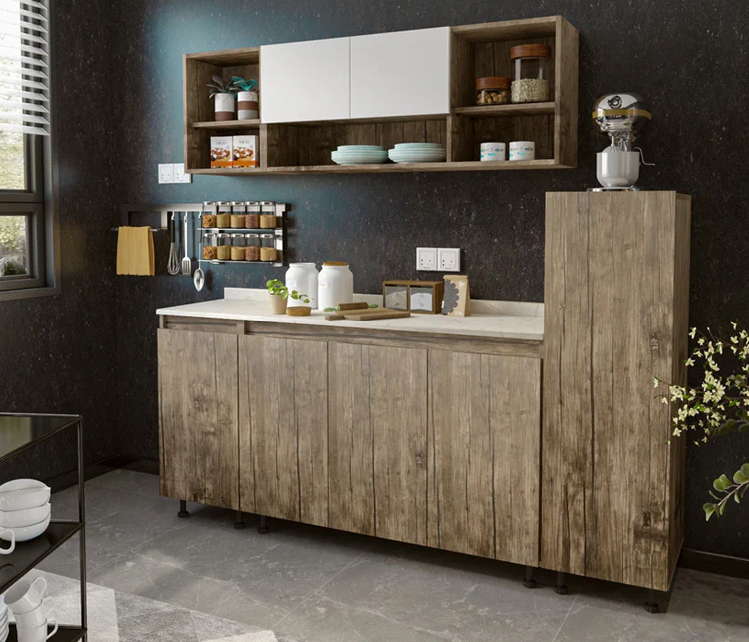 1_e1ea1ee1-e284-46f4-834a-02a4152554ae.jpg Two-piece kitchen with wood countertops and MDF wood - KYN-002 - Image 1