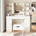 High quality MDF wood dresser with pouf - OSM-066