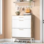 Shoe Cabinet with Floating Shelf, Modern 3 Drawers Shoe Organizer - Image 9