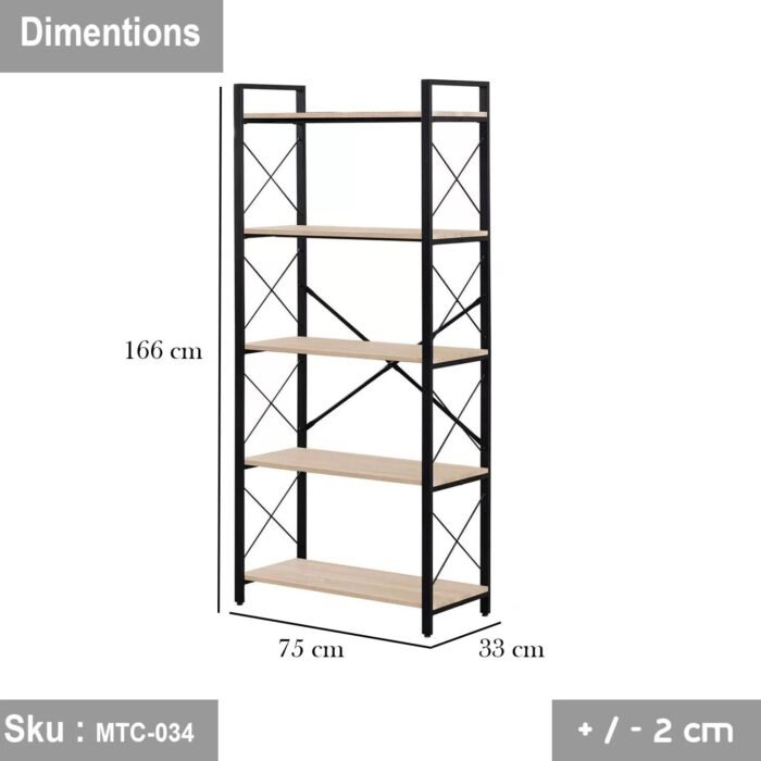 Melamine Wood Display Unit - MTC-034 -33cmX75cmX166cm - Beige Color - Image 2