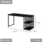 Melamine wood desk - MTC-037 - 75cmX140cm - black color - Image 2