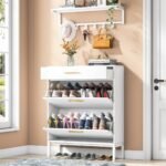 Shoe Cabinet with Floating Shelf, Modern 3 Drawers Shoe Organizer - Image 4