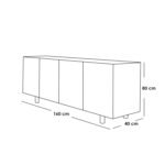 White and beige MDF 4-door buffet - 80 x 160 x 40 cm - OSM-560 - Image 2