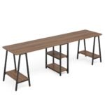 Two Person Desk, 94.5? Double Computer Desk with Storage Shelves - Image 2