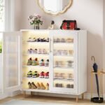 Shoe Cabinet, 5-Tier Shoe Organizer with LED Light & Acrylic Doors - Image 4