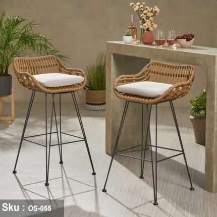 Set of 2 Brita Rattan Flat Bar Chairs