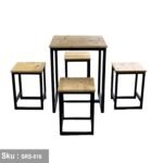 Dining set of 4 chairs and a table, steel and wood - SRS-016 - Image 2