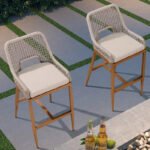Set of 2 Orange Bar Stools in Beech Wood - Image 3