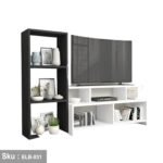 Vedala TV unit with 3 shelves and a side stand made of MDF wood - Image 2