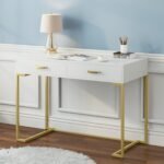 Computer Desk, Modern Writing Desk with Drawers - Image 9