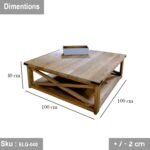 Natural wood coffee table - 100 * 40 - ELG-040 - Image 3