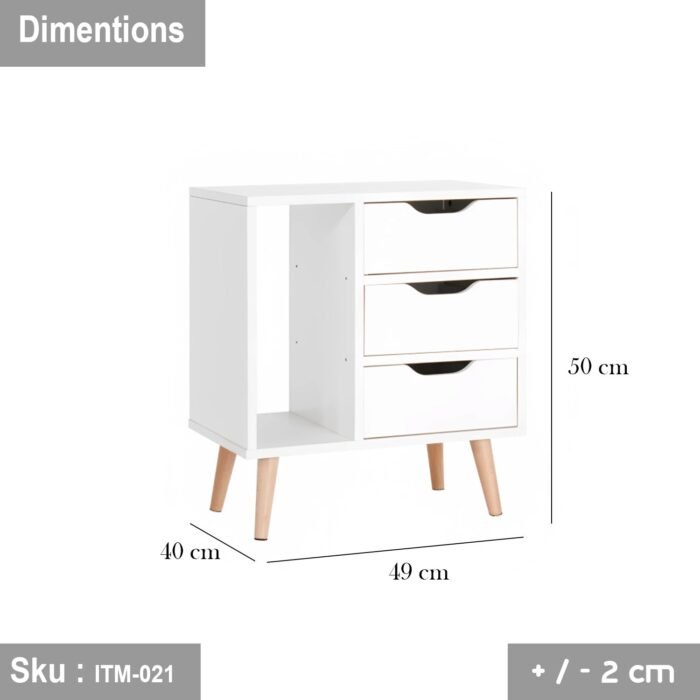 Spanish MDF wood nightstand - ITM-021 - 50cmX60cm - Image 2