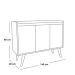 Beige and black MDF buffet - 160 x 80 x 40 cm - OSM-564 - Image 2