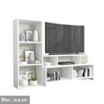 Wrenshal TV unit with 3 shelves and a side stand made of MDF wood - Image 2
