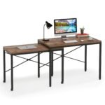 Two Person Desk, Double Computer Desk with Wheels Lockable - Image 2