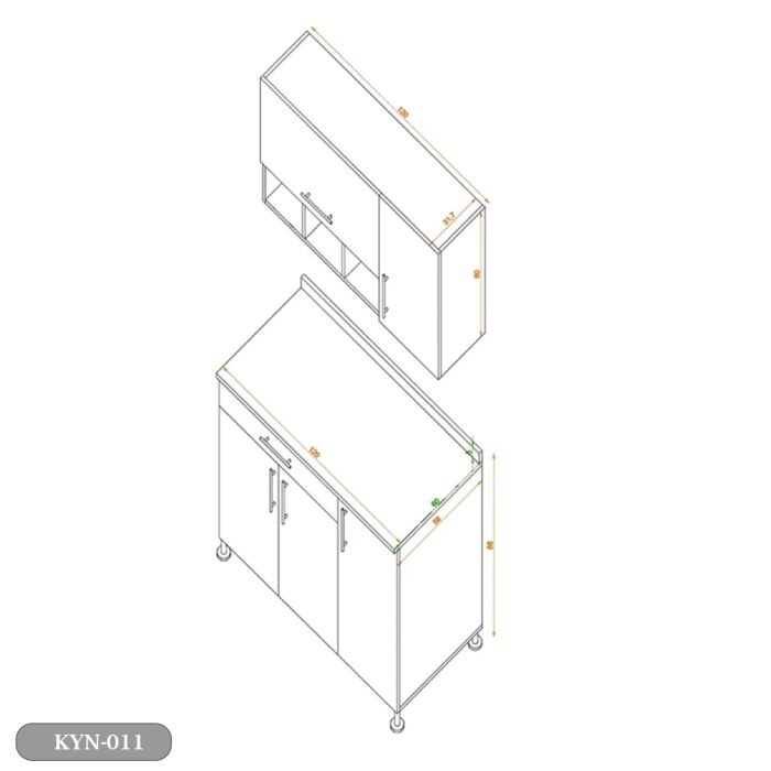 Two-piece kitchen with wood countertops and MDF wood - KYN-011 - Image 2