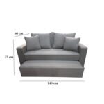 Manx 2-Seater Sofa Bed - Red Beech Wood - HST-069 - Image 3